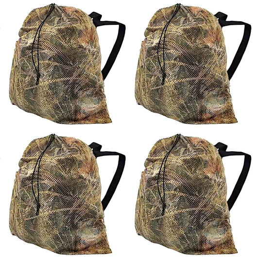 4-Pack Hunting CAMO (Marsh) Mesh Decoy Bag, 33" x 30.5", Adjustable Shoulder Str