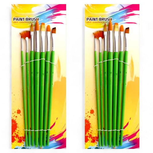 [2-Pack] 7 Piece Set of Euro Style Wooden Paintbrush Set [14pcs Total] for Acryl