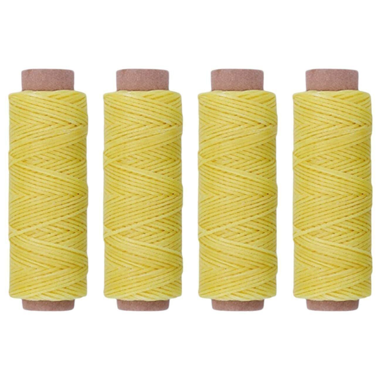[4-Pack] Light Yellow Premium Waxed Polyester Thread for Leather Crafting, 1mm x