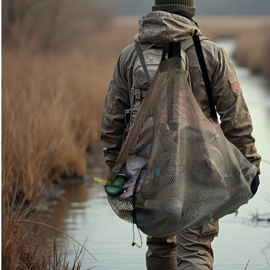 GREEN 33"x 30.5" Hunting Decoy Mesh Bag With HD Nylon Shoulder Straps, Drawstrin