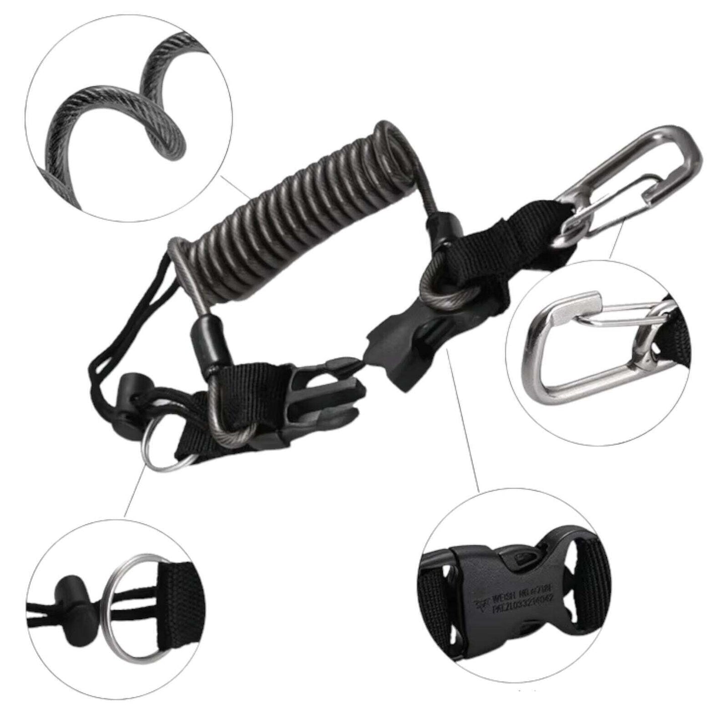 48" HD Gear Lanyard-Stainless Carabiner Quick Release Outdoor | Diving | Hiking