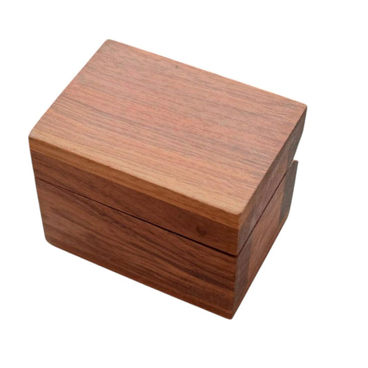 Handcrafted Walnut Wood Ring Box, Magnetic Latch, 2.5" x 1.75" x 1.5", Holds 1-2