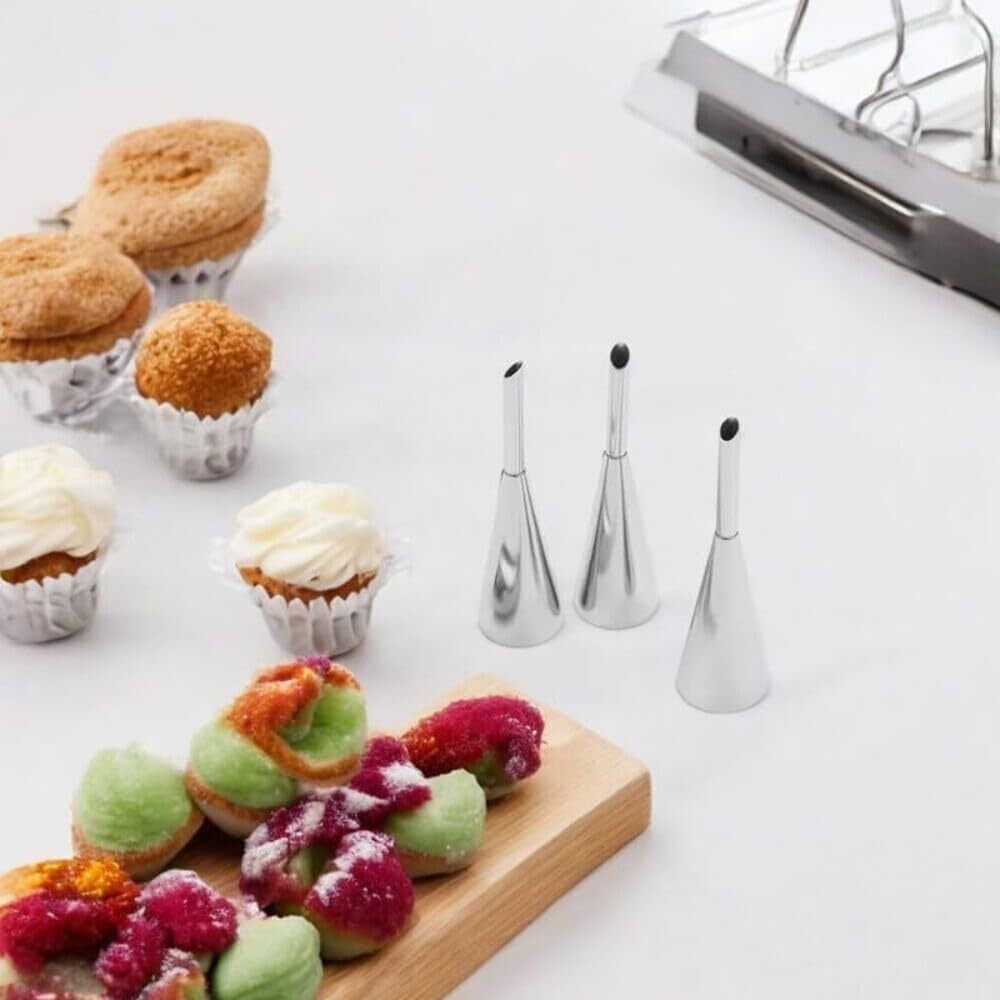 10-Piece Stainless Steel Cream Puff Decorating Nozzles, 3.5 inch (9cm) Cake Deco