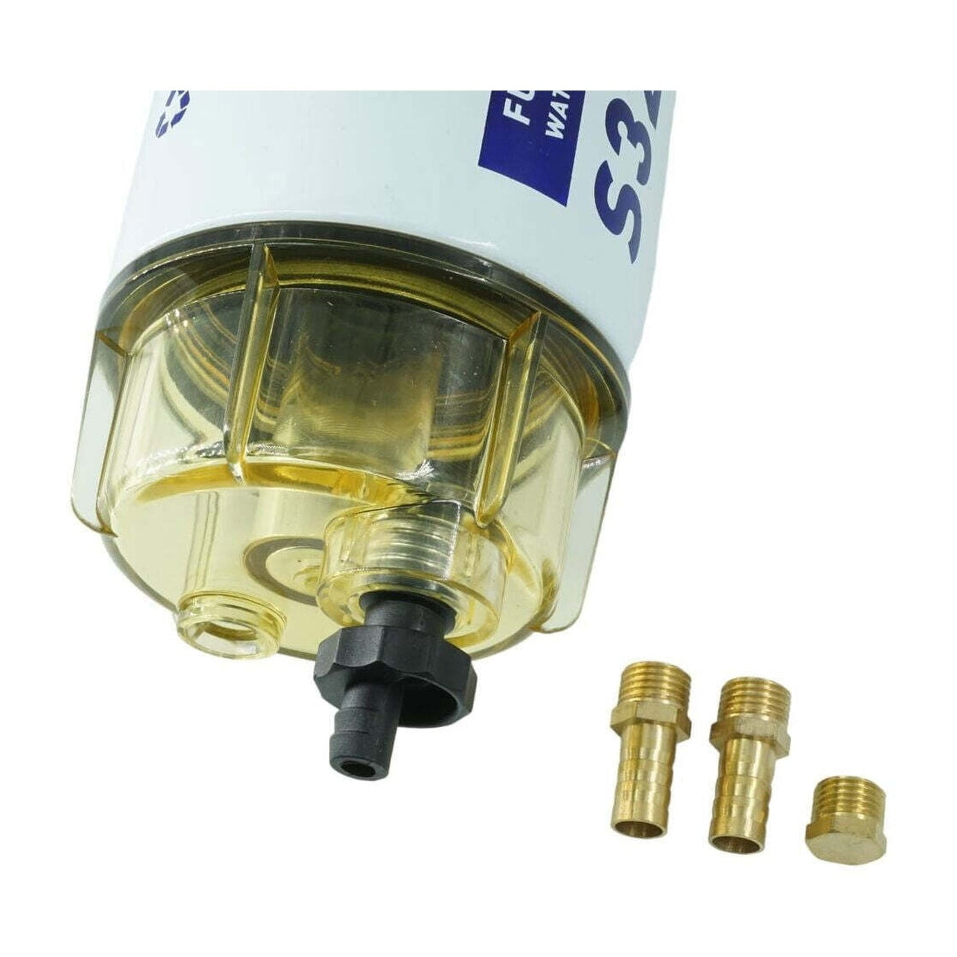 S3227 Marine Gasoline Spin-on Fuel Water Separator Assembly Compatible with S3227 18-7948 9-37882 490R-RAC-01 320R Clear Bowl Marine Gasoline Fuel Water Separator Assembly