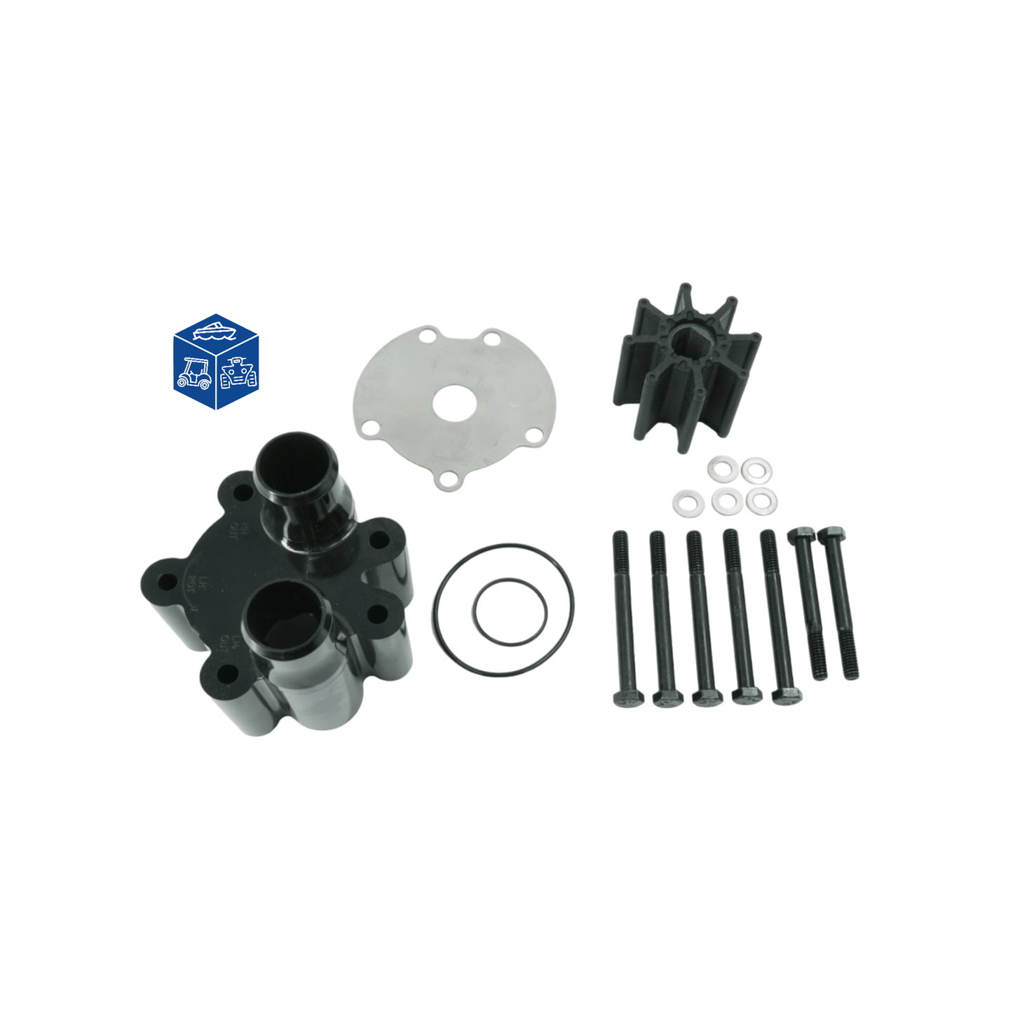 Water Pump Housing & Impeller Repair Kit Fits Mercruiser V8, Mercury Bravo 1, 2, 3 - Replaces OEM Part Numbers 46-807151A14, 807151A7 Water Pump Repair Kit