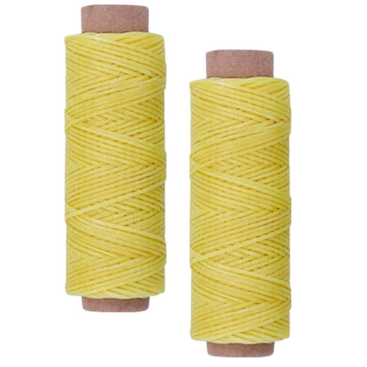 [2-Pack] Light Yellow Premium Waxed Polyester Thread for Leather Crafting, 1mm x