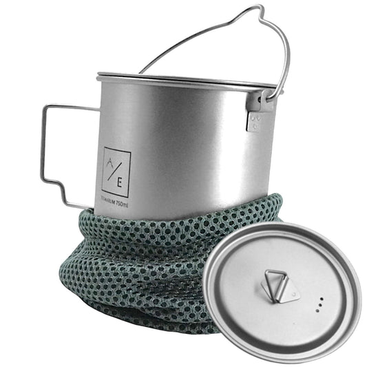 750ml (25.3oz) Titanium Open Flame Compact Ultralight Cup/Pot with Lid, 3.9 in T