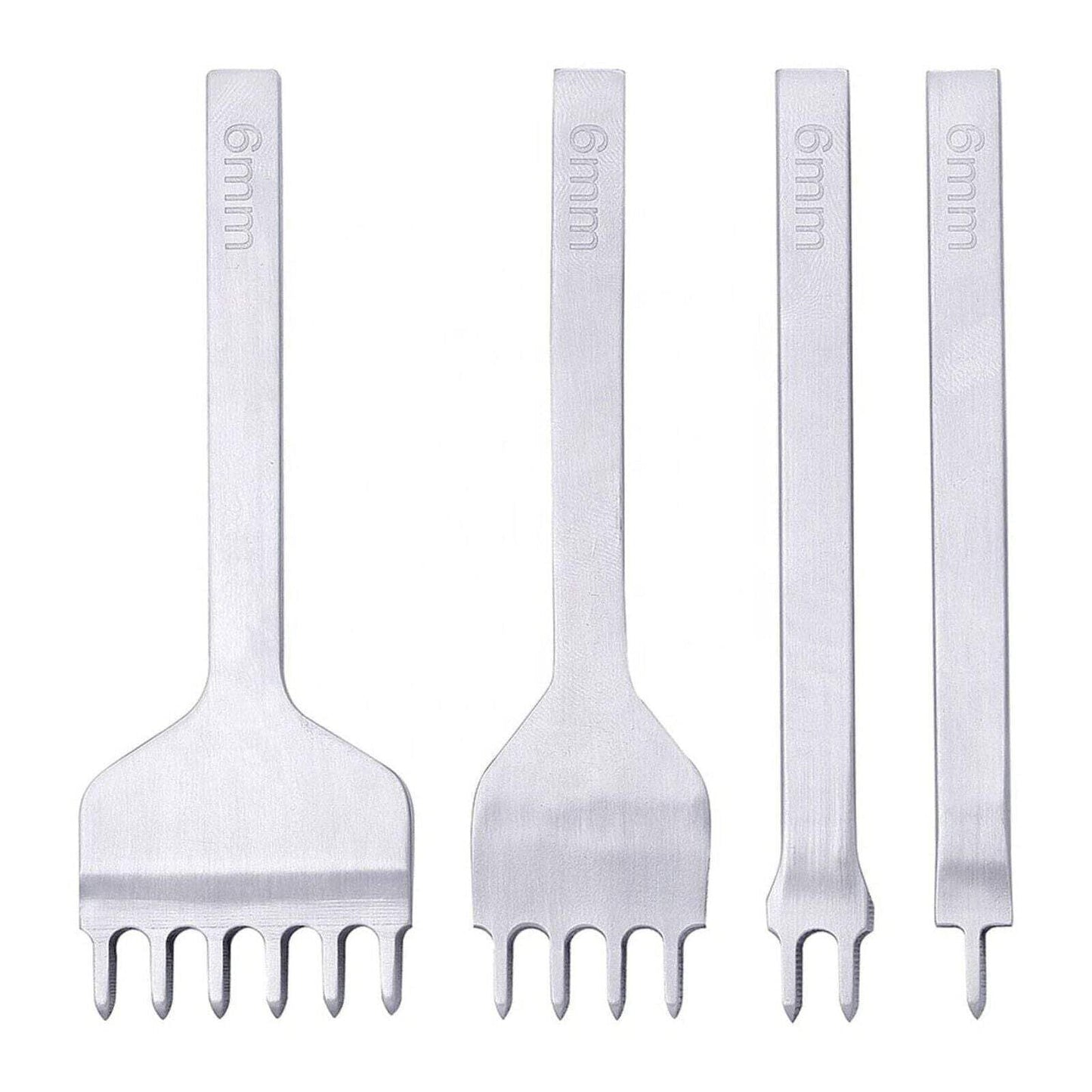 4-Piece [6mm] Leather Hole Steel Punch Tool Set, 6mm High-Carbon Steel, 1/2/4/6