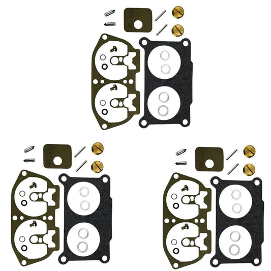 (3-PACK) 6E5-W0093-06-00 Carburetor Rebuild Kit Compatible with Yamaha Outboards
