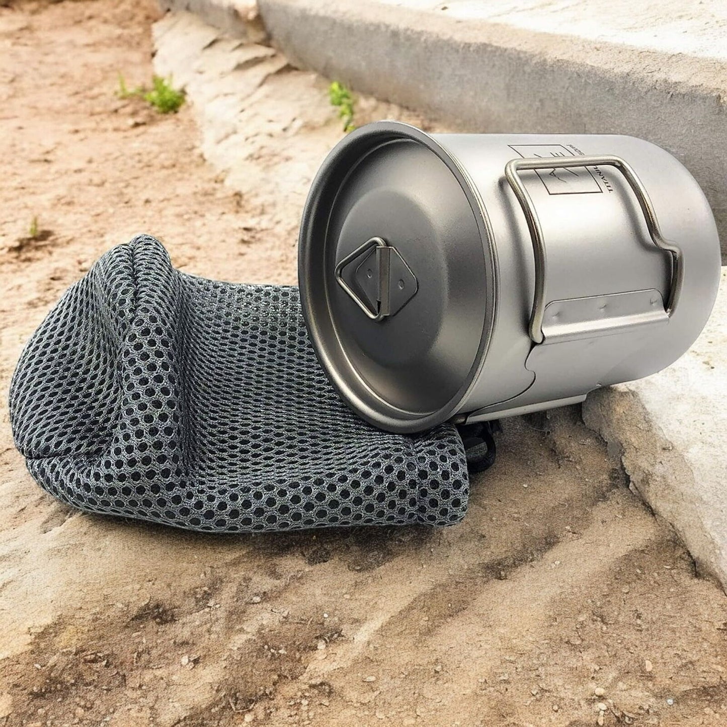 [2-PACK] 450ML (15oz) Titanium Open Flame Compact Ultralight Cup/Pot with Lid, 3