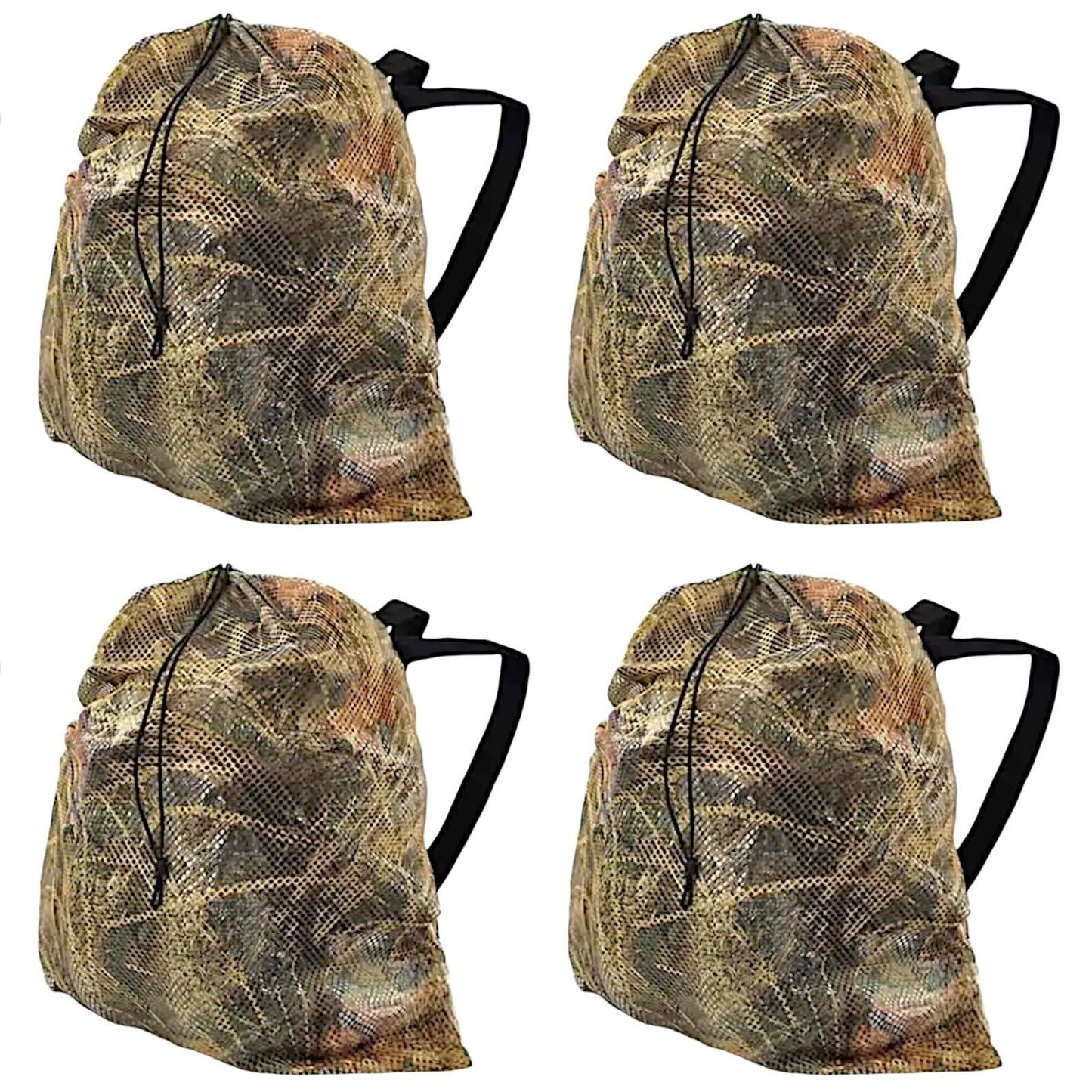 4-Pack Hunting CAMO (Marsh) Mesh Decoy Bag, 33" x 30.5", Adjustable Shoulder Str