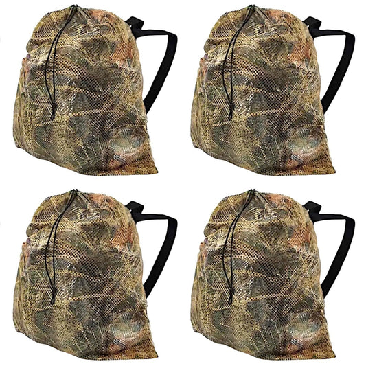 4-Pack Hunting CAMO (Marsh) Mesh Decoy Bag, 33" x 30.5", Adjustable Shoulder Str