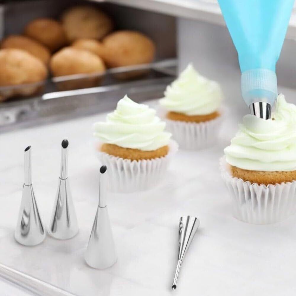 10-Piece Stainless Steel Cream Puff Decorating Nozzles, 3.5 inch (9cm) Cake Deco
