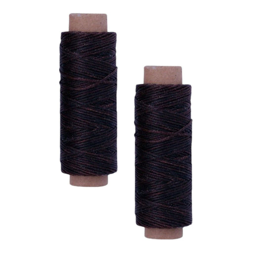 [2-Pack] Dark-Coffee Premium Waxed Polyester Thread for Leather Crafting, 1mm 2