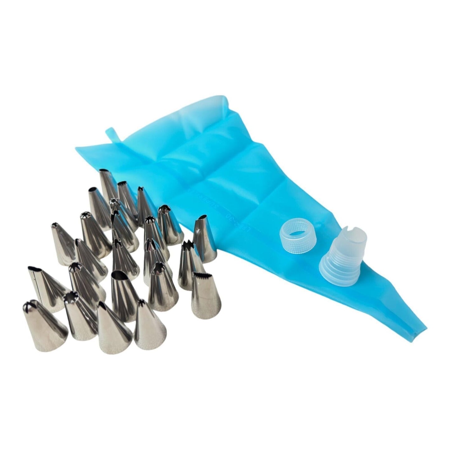 24 Piece Stainless Steel Piping Nozzle Set with Silicone Pastry Bag, Decorating
