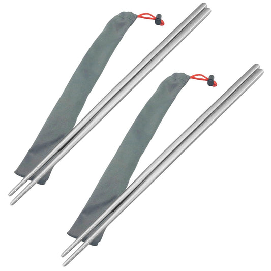 [2-PACK] Titanium Chopstick Set with Travel Cases [15-25 Grams Total Weight] (23