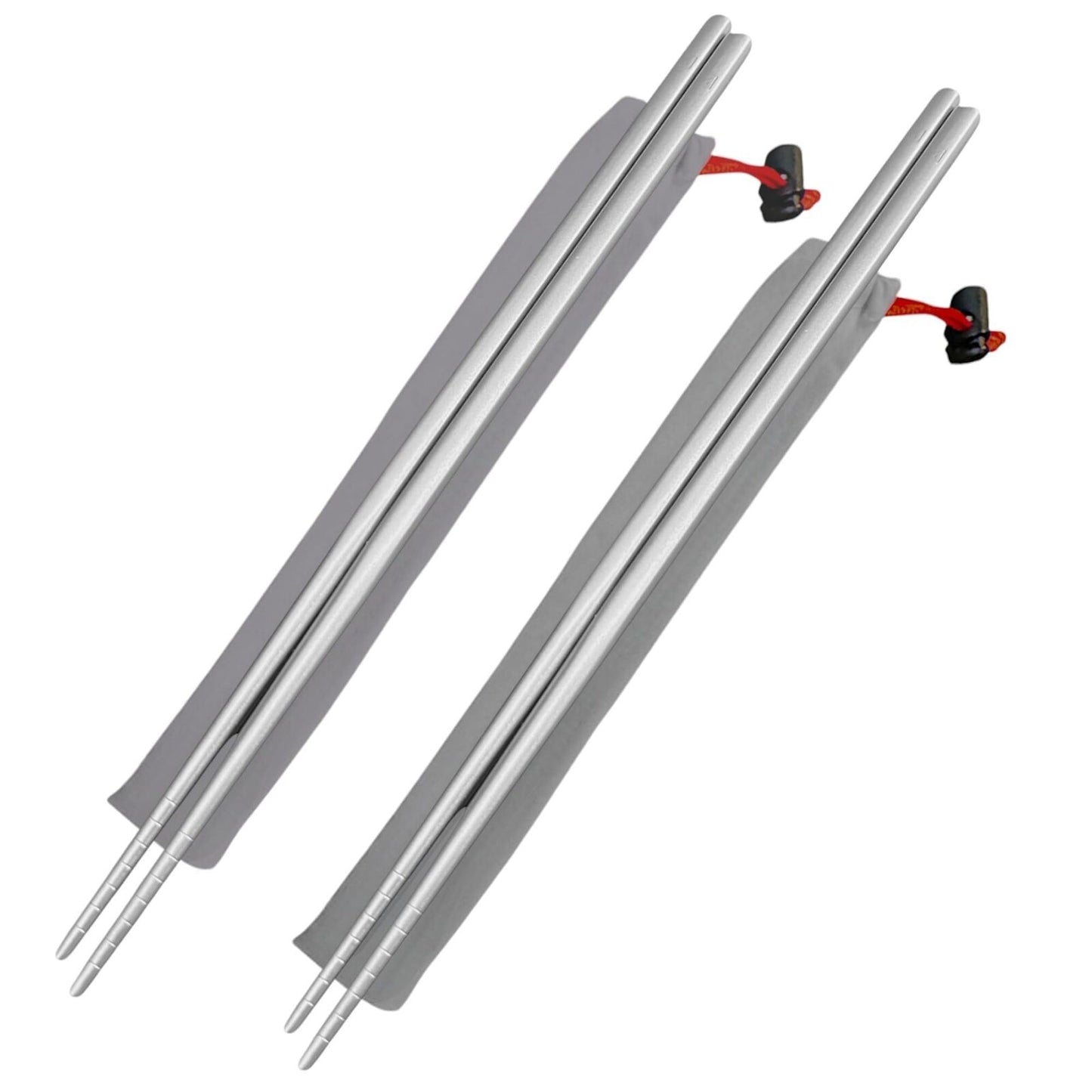 [2-PACK] Titanium Chopstick Set with Travel Cases [15-25 Grams Total Weight] (23