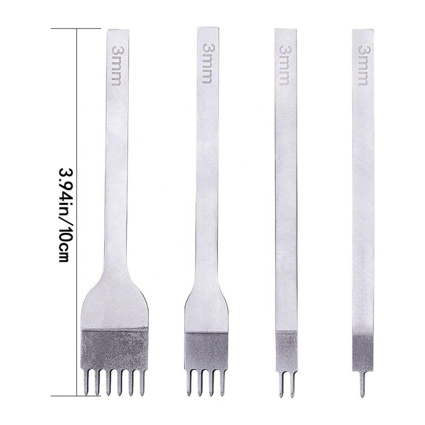 4-Piece [6mm] Leather Hole Steel Punch Tool Set, 6mm High-Carbon Steel, 1/2/4/6