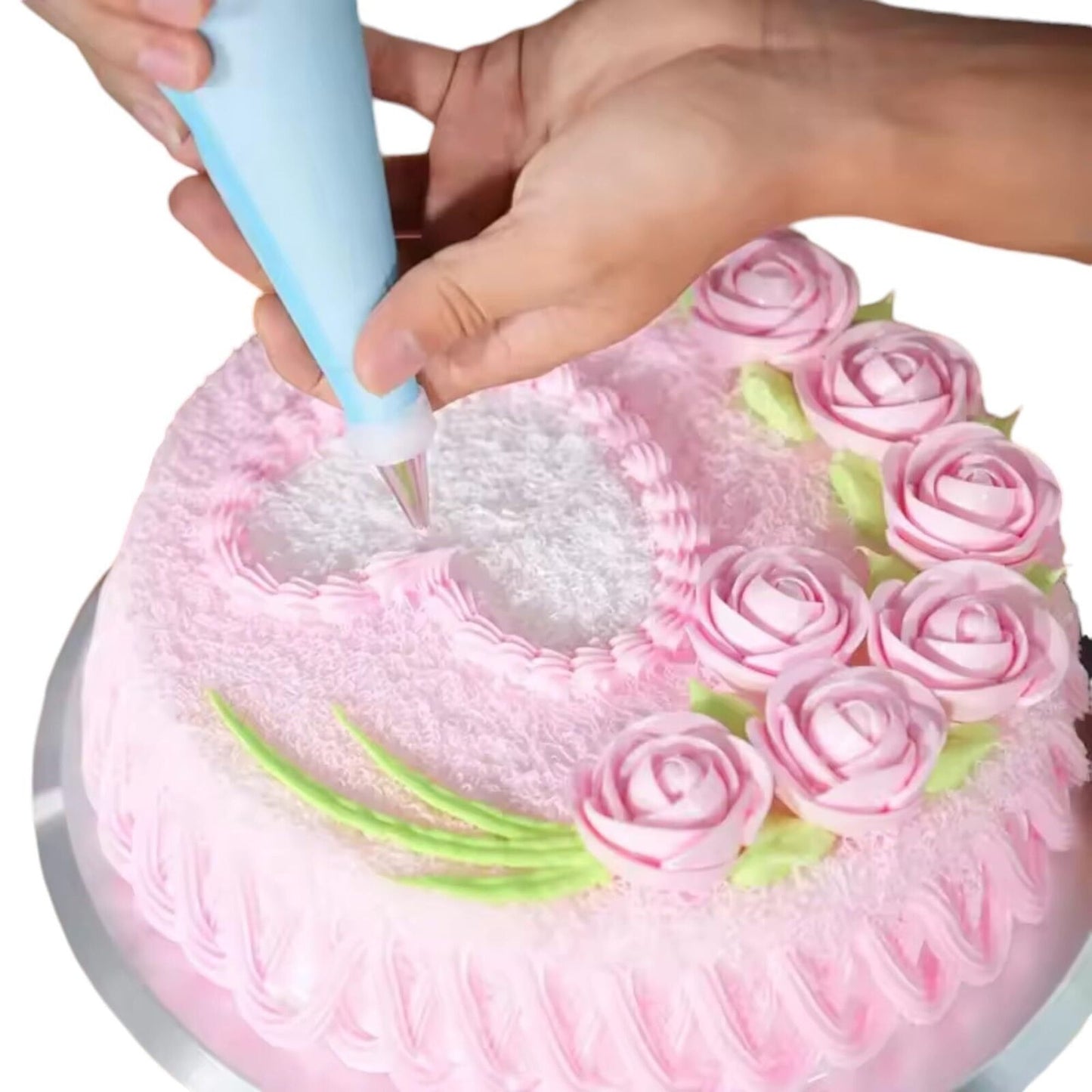 [2-PACK]48-Piece Stainless Steel Piping Nozzle Set with Silicone Pastry Bag, Dec