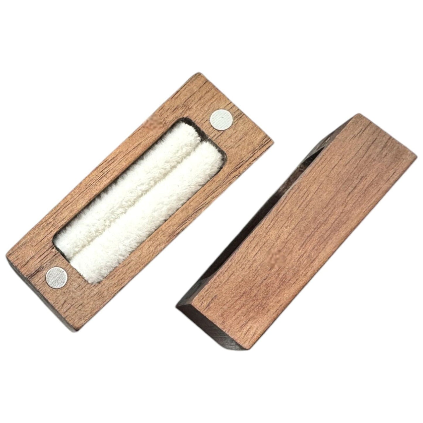 Handcrafted Walnut Wood Ring Box, Thin Compact Design, Removable Magnetic Lid, W