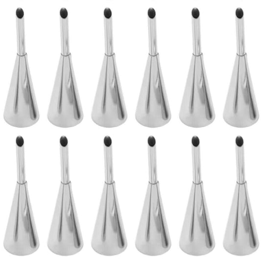 10-Piece Stainless Steel Cream Puff Decorating Nozzles, 3.5 inch (9cm) Cake Deco