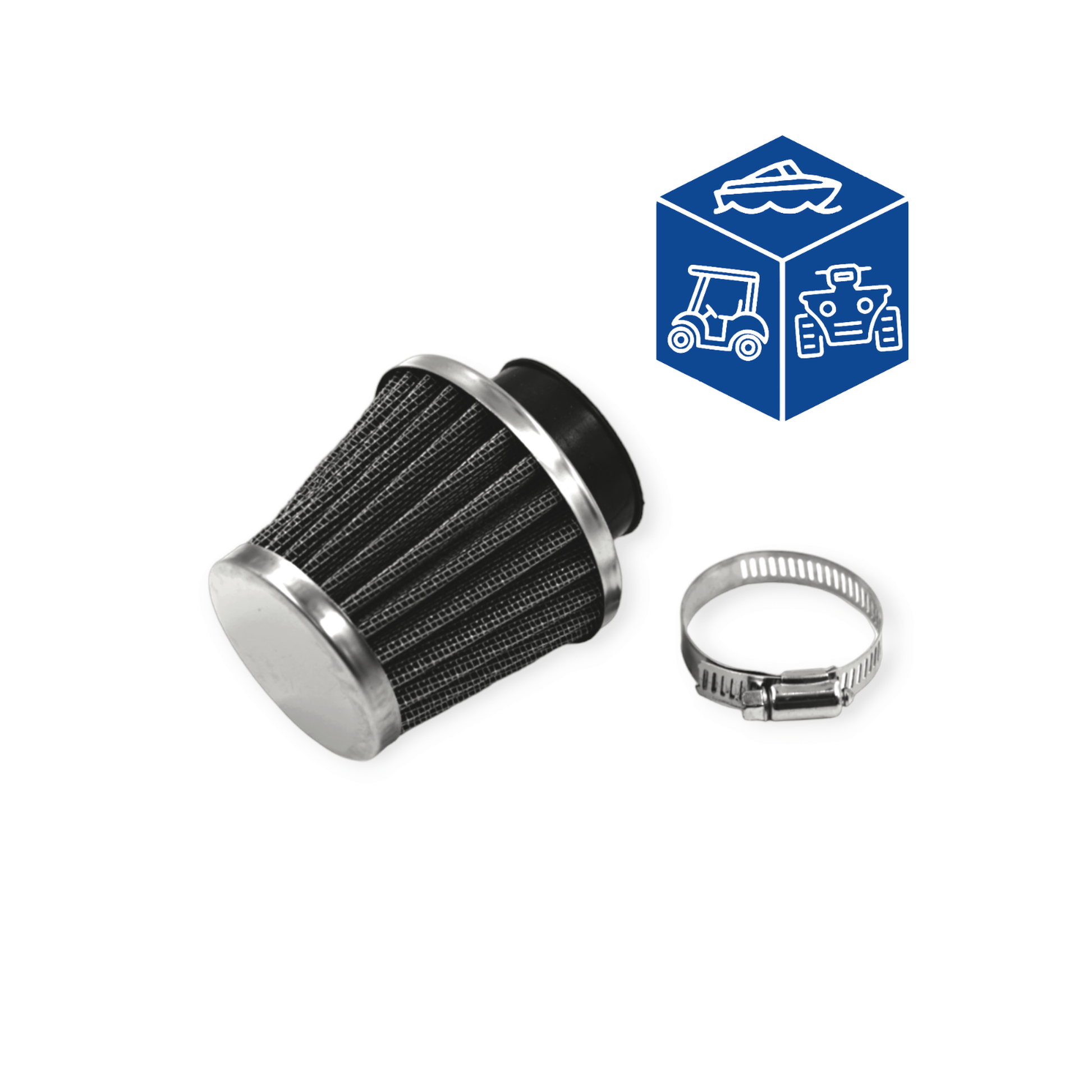 38-40mm High Flow HP Air Filter for Universal Fitment 1HP-F3500-00 0453570 58200-07G00 Steel Mesh Reusable Engine Performance Filter High Flow Air Filter