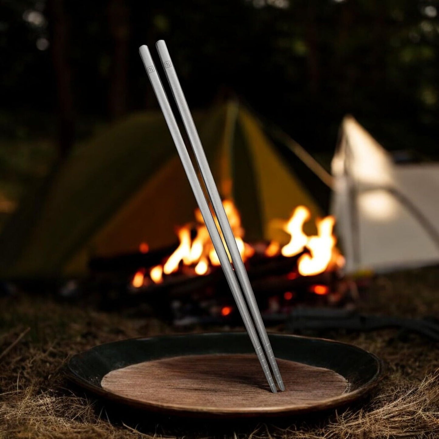 [2-PACK] Titanium Chopstick Set with Travel Cases [15-25 Grams Total Weight] (23