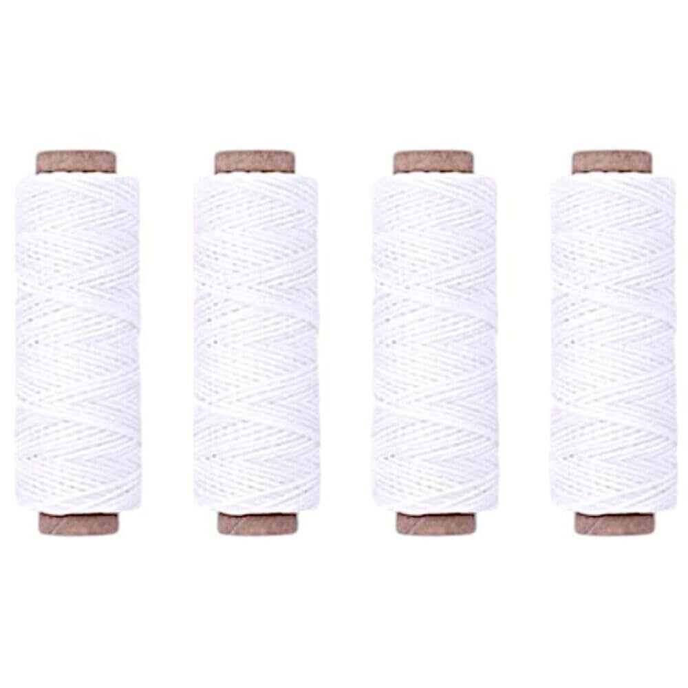 [4-Pack] Premium Waxed Polyester Thread for Leather Crafting, 1mm x 164ft, Durab