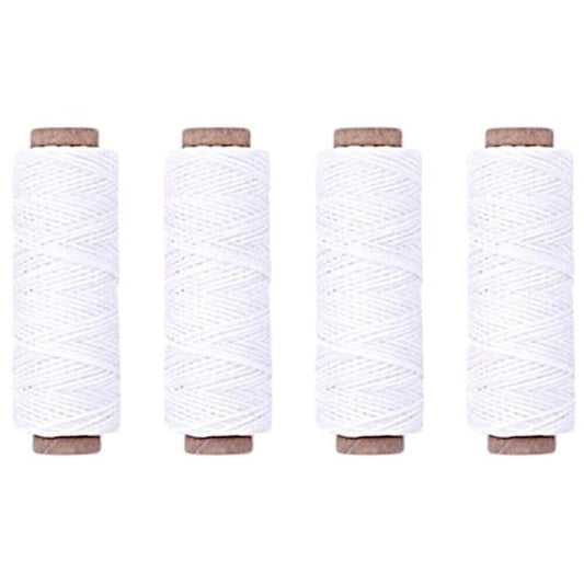 [4-Pack] Premium Waxed Polyester Thread for Leather Crafting, 1mm x 164ft, Durab