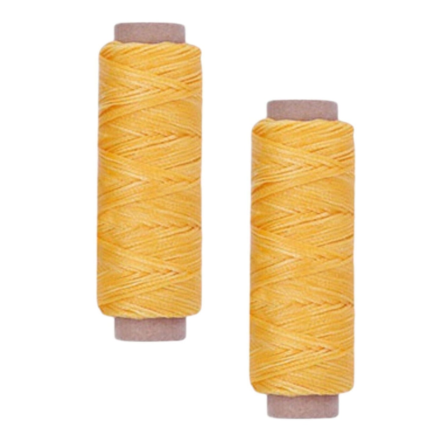[2-Pack Yellow] Premium Waxed Polyester Thread for Leather Crafting, 1mm x 164ft