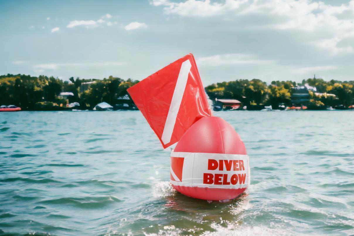 Inflatable Surface Marker Swimming Diver Down Safe Diving Buoy w/Diver Flag- RE
