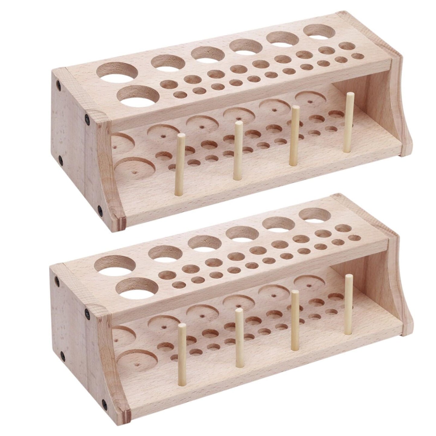 2-Pack [27 Slot] Wooden Tool Organizer Storage Station for Leather & Sewing Craf