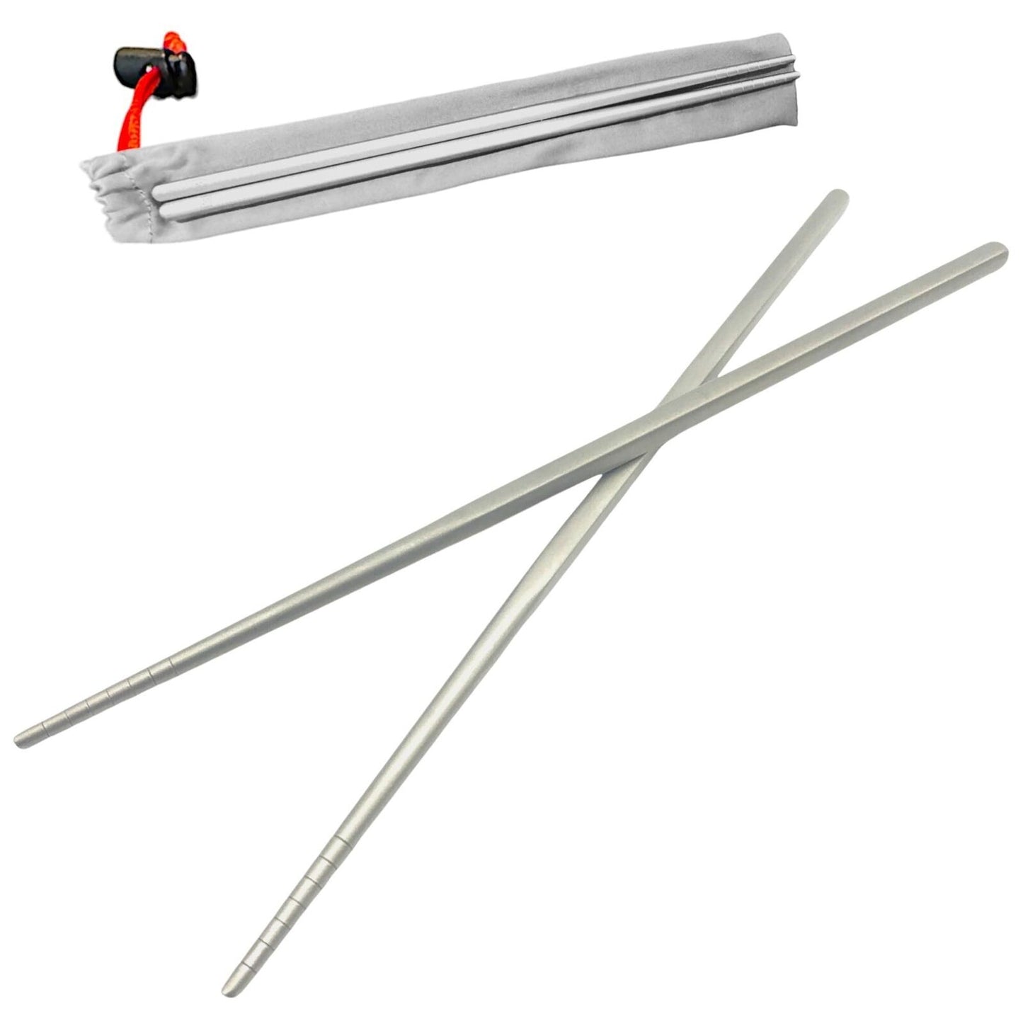 [2-PACK] Titanium Chopstick Set with Travel Cases [15-25 Grams Total Weight] (23