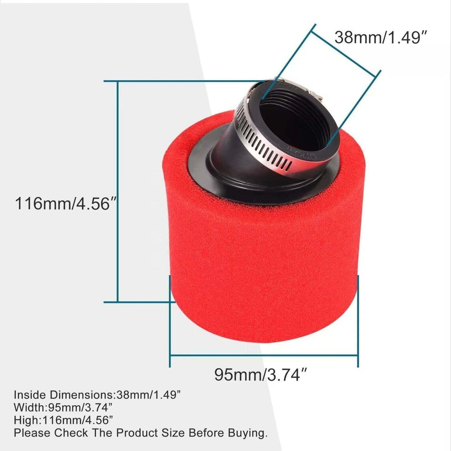 36mm-40mm Double-Wall Bent Foam Air Filter for GY6 50cc-400cc Small Engine Compatible with Various Models and Part Numbers Air Filter