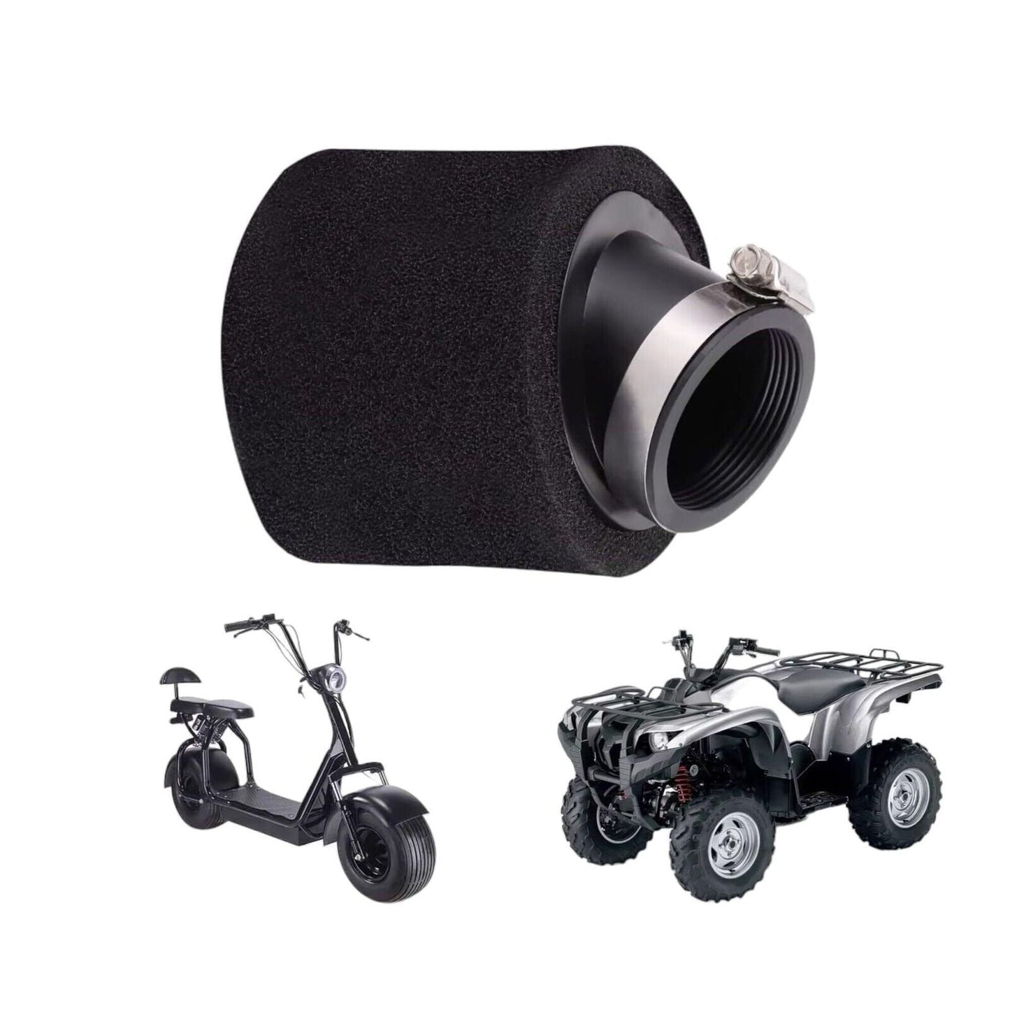 38mm Angled Bent Double-Foam Wall Air Filter [36mm-40mm Intake] Fits Suzuki Yama