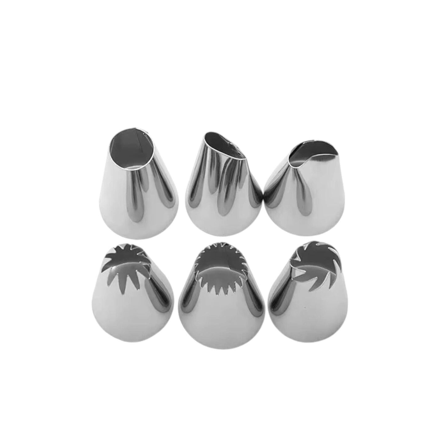 [2x] 6-Piece Stainless Steel Piping Nozzle Set with Silicone Pastry Bag, Decorat