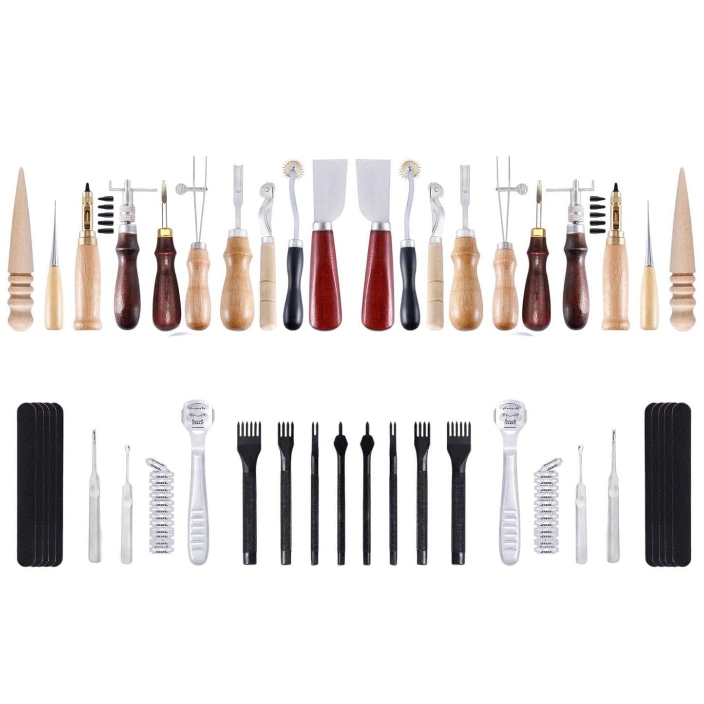 (2 Pack) 19-Piece Leather Crafting Tool Kit, Precision Scriber, Edgers, Trencher