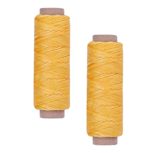 [2-Pack Yellow] Premium Waxed Polyester Thread for Leather Crafting, 1mm x 164ft