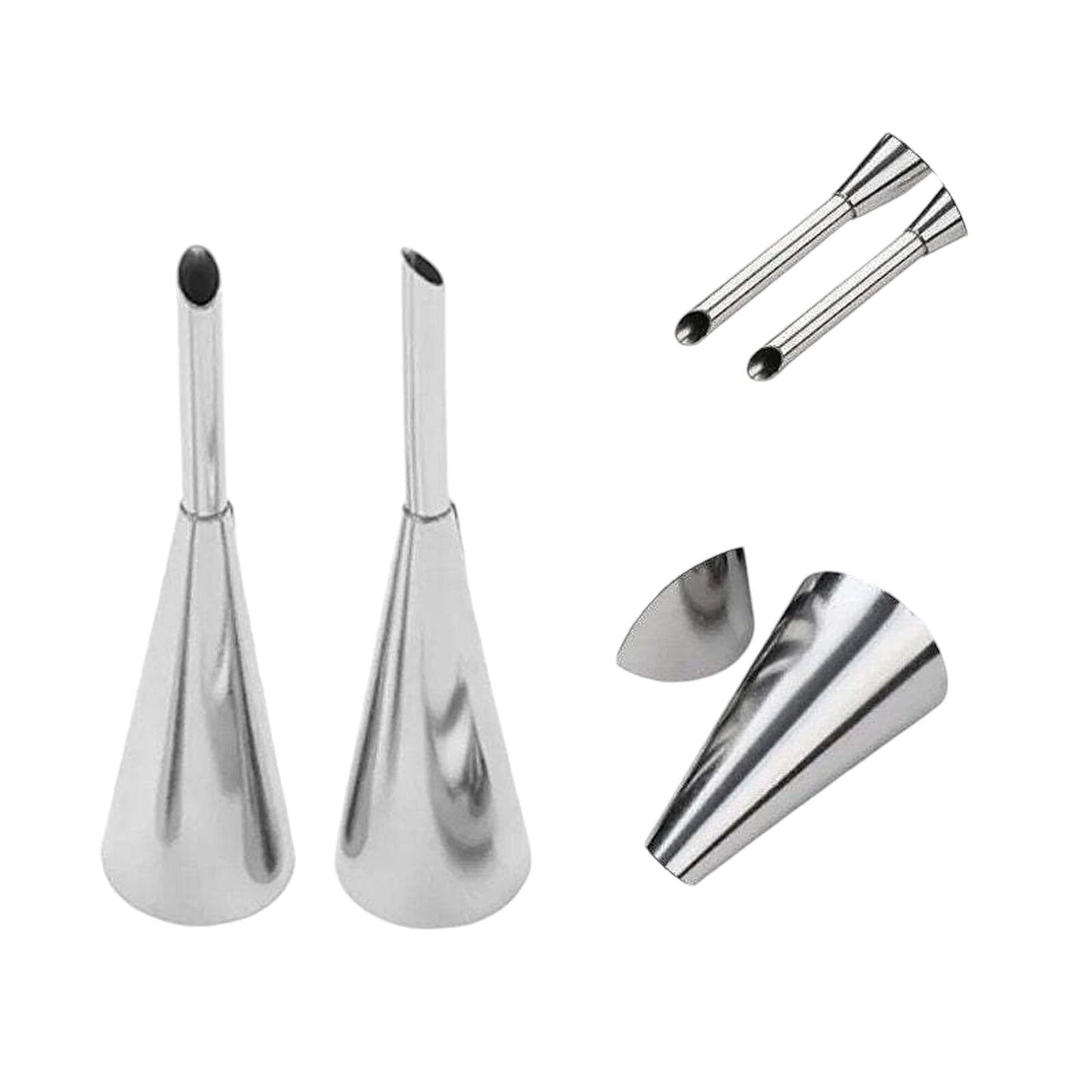 10-Piece Stainless Steel Cream Puff Decorating Nozzles, 3.5 inch (9cm) Cake Deco