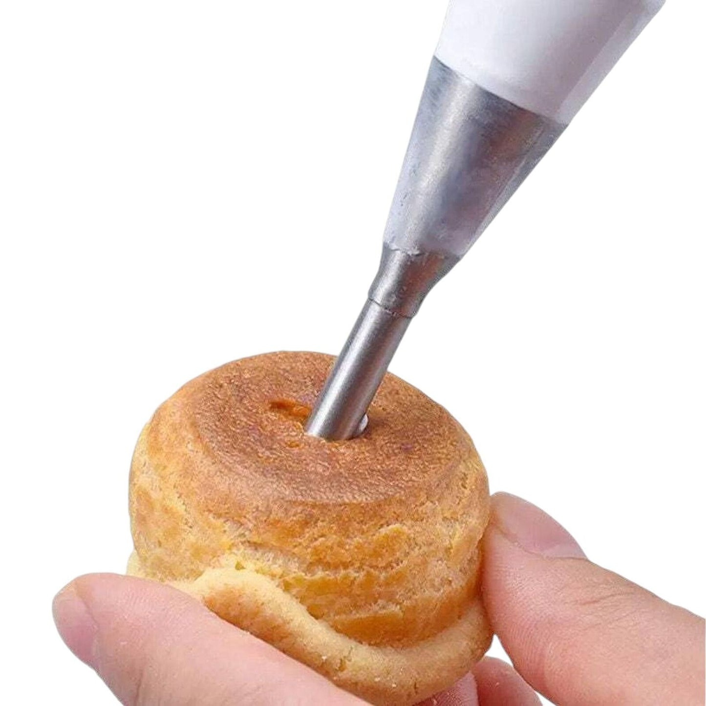 4-Piece Stainless Steel Cream Puff Decorating Nozzles, 3.5 inch (9cm) Cake Decor