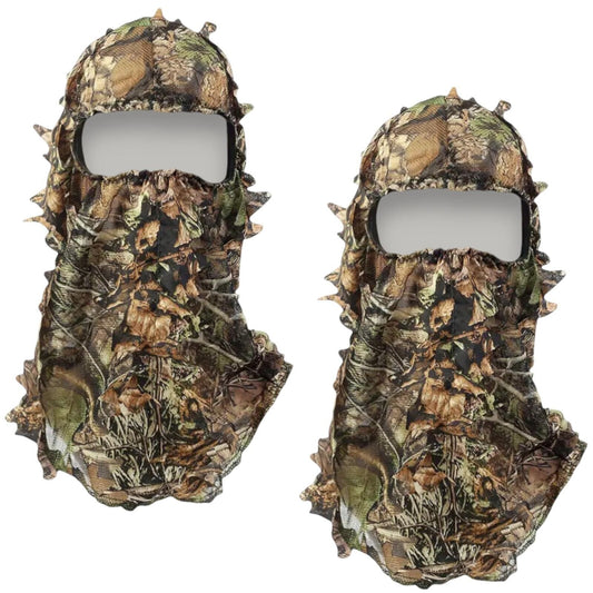 2-Pack 3D Leaf Deep Woods Mesh Camo Hunting Face Mask, Breathable Mesh, 17 x 11.