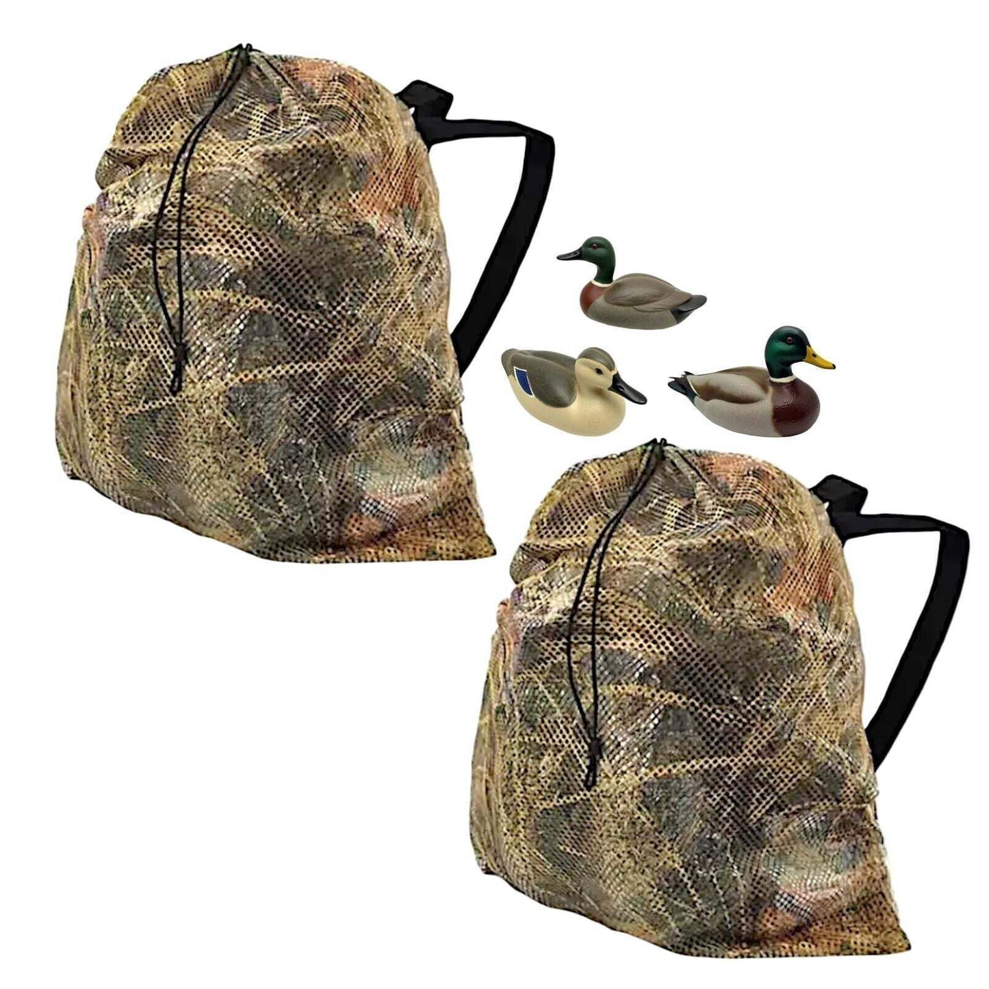 2-Pack Hunting CAMO (Marsh) Mesh Decoy Bag, 33" x 30.5", Convenient Shoulder