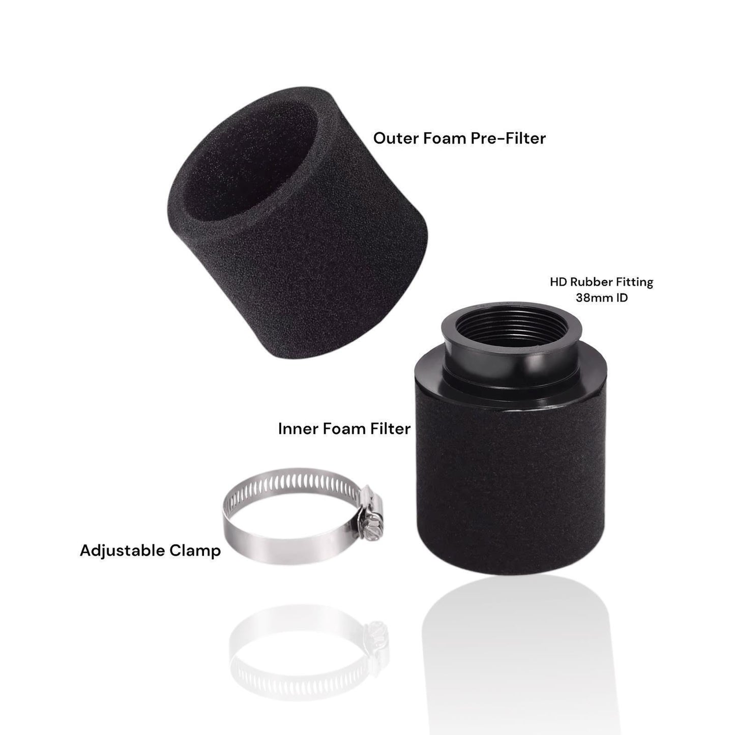 Universal 36mm-40mm Adjustable Straight Foam Air Filter Fits Yamaha Fits Kawasak
