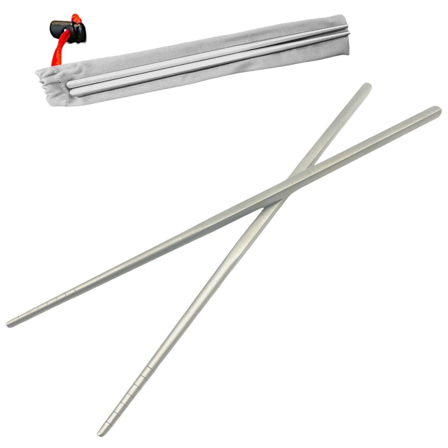 [2-PACK] Titanium Chopstick Set with Travel Cases [15-25 Grams Total Weight] (23