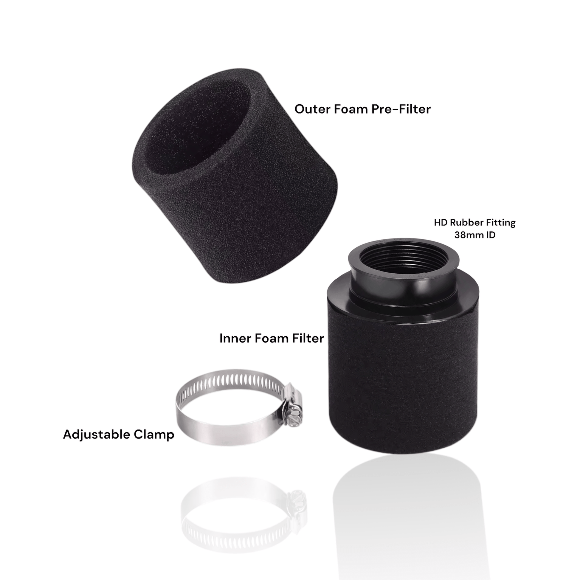 Adjustable Foam Air Filter 36mm-40mm For Yamaha Kawasaki GY6 Engines Universal Fitment High Performance Easy Installation Adjustable Foam Air Filter