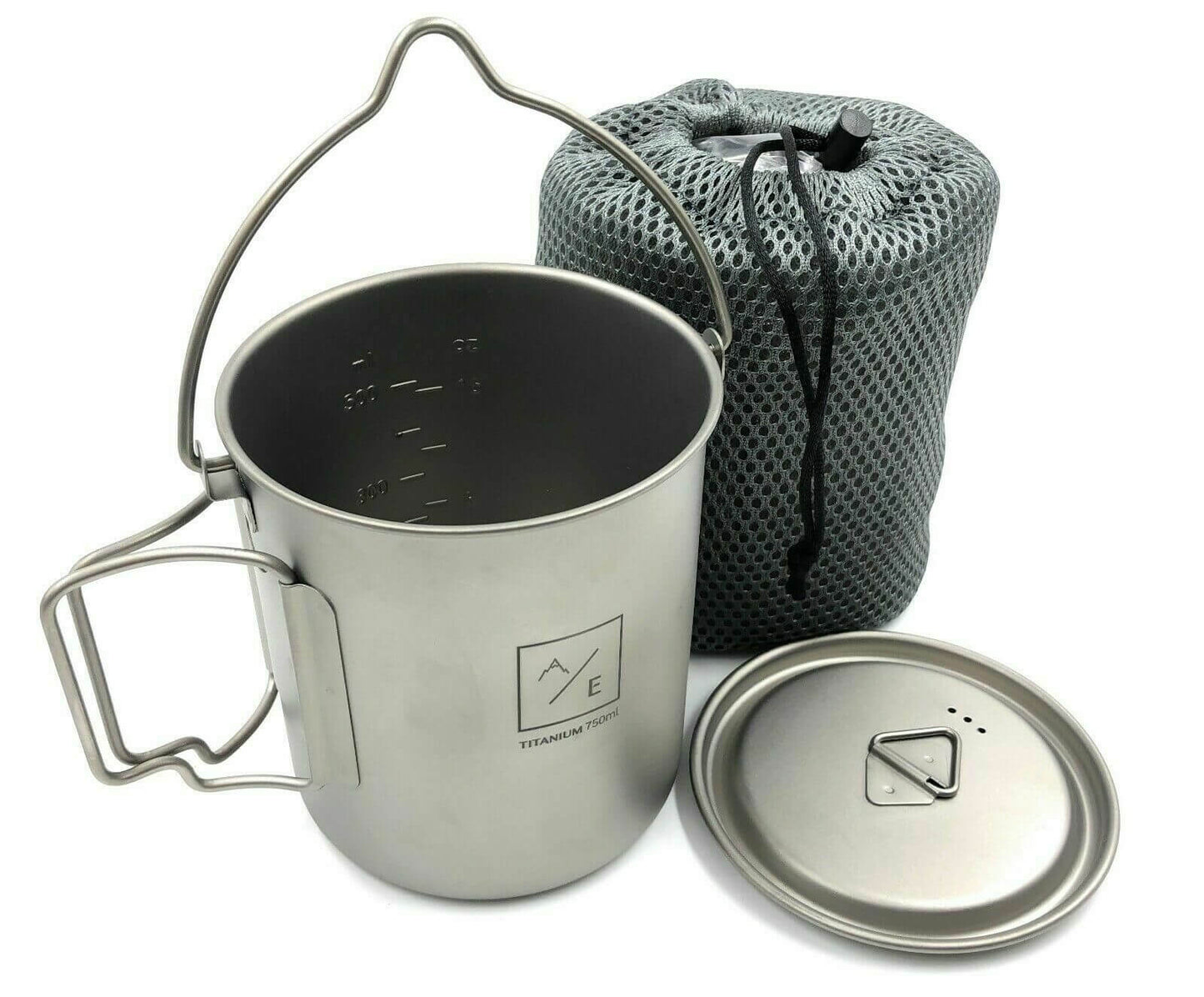 Titanium 750ml Pot Mug Folding Handles and Hanger