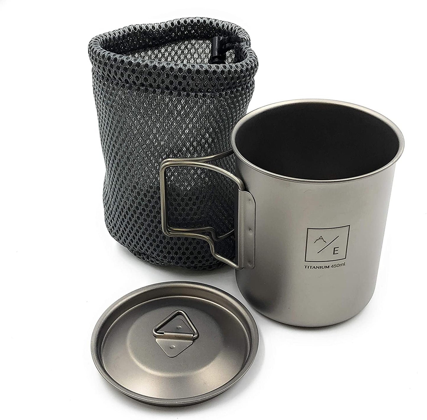 Titanium 450ml Travel Mug Pot with Folding Handles | w/ Travel Bag