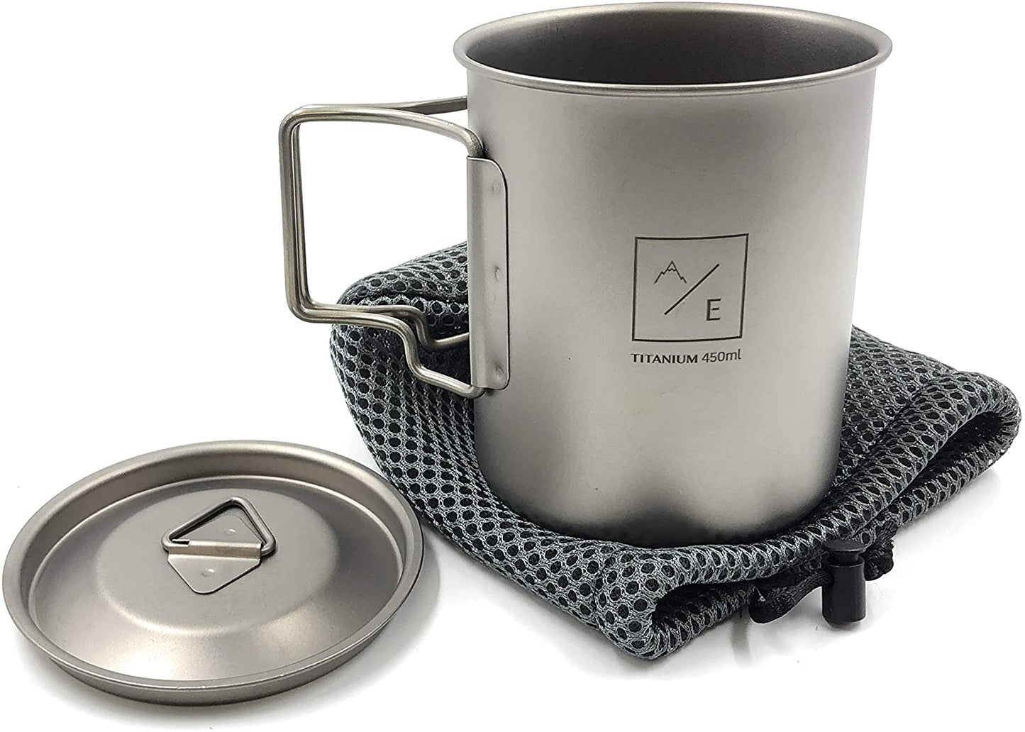 Titanium 450ml Travel Mug Pot with Folding Handles | w/ Travel Bag