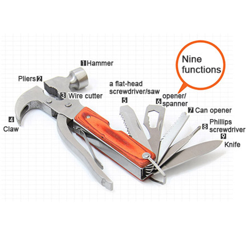 Multi Tool Hammer-Pliers-Saw-Phillips-Knife Swiss Style Multi 9-in-1 Function Too