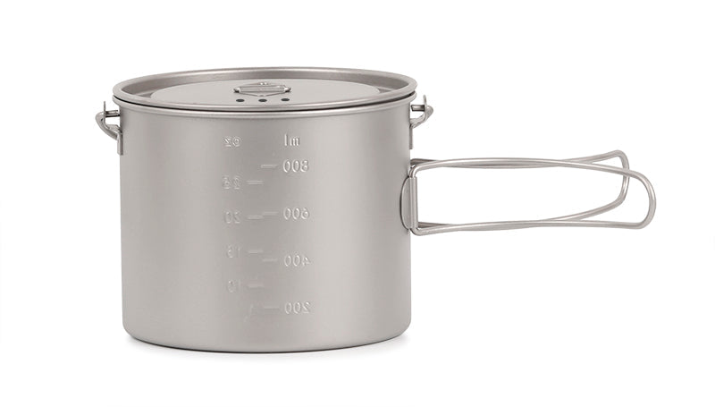 Titanium 1100ml Pot with Lid &  Hanger Mug Foldable Handles for Backpacking Camping etc.